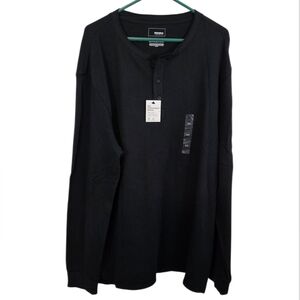 Mens Sonoma Black 100% Cotton Long Sleeve Henley Shirt Sz XXL - New With Tags